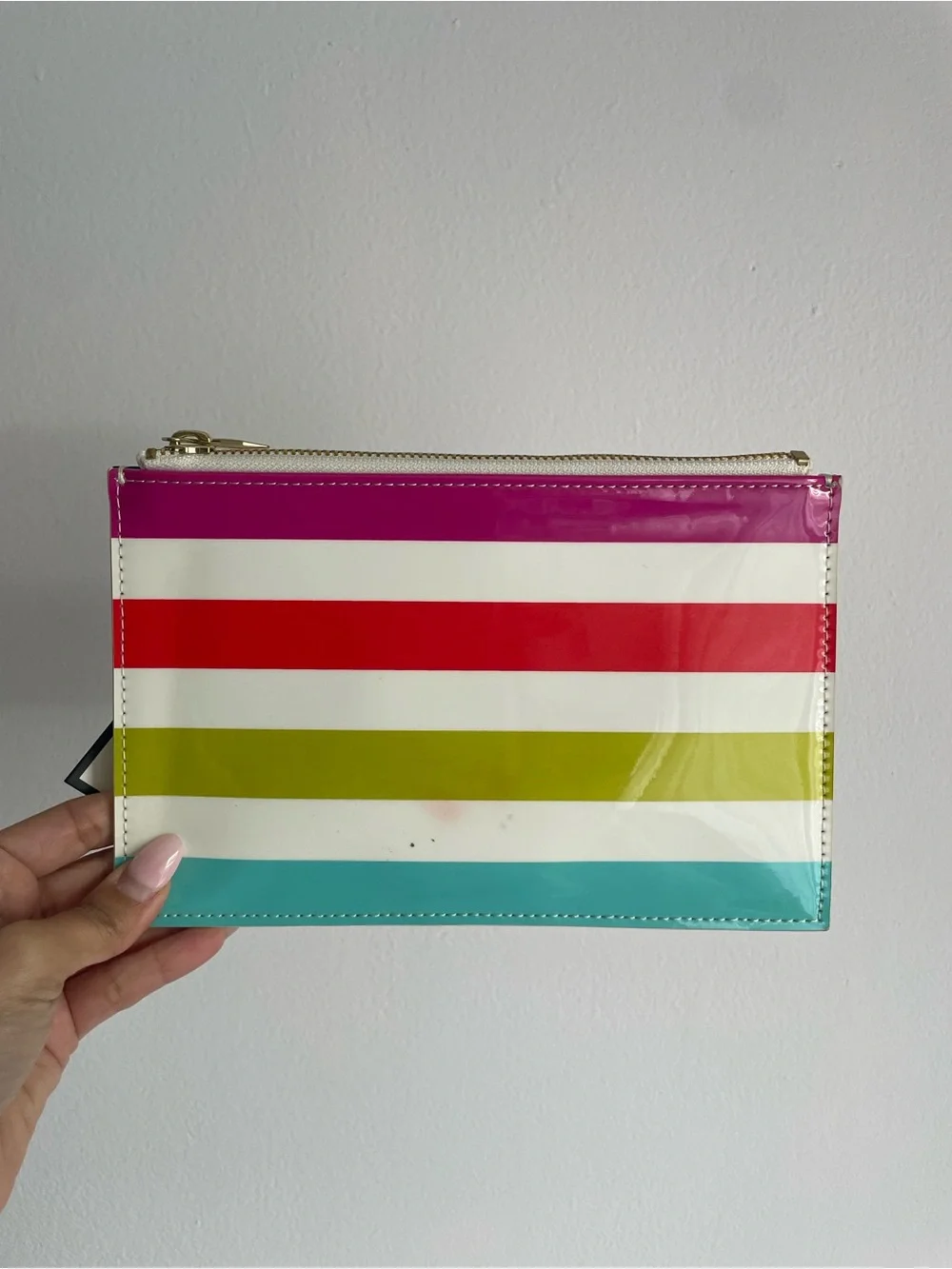 Kate Spade New York Candy Stripe Pencil Pouch Stationery Set Rainbow Zip Case